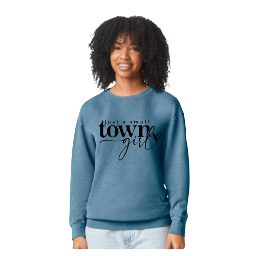 Comfort Colors Lightweight Fleece Crewneck Sweatshirt (Small Town Girl)